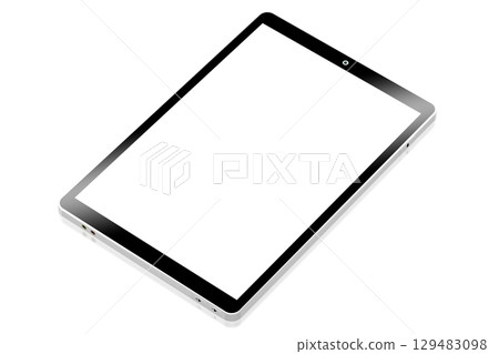 3D brandless tablet with empty screen isolated on white background 129483098