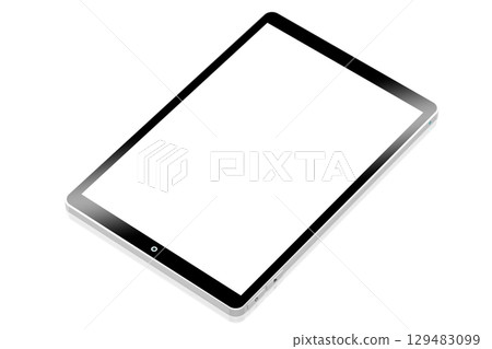 3D brandless tablet with empty screen isolated on white background 129483099