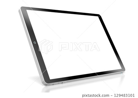 3D brandless tablet with empty screen isolated on white background 3D brandless tablet with empty screen isolated on white background 129483101