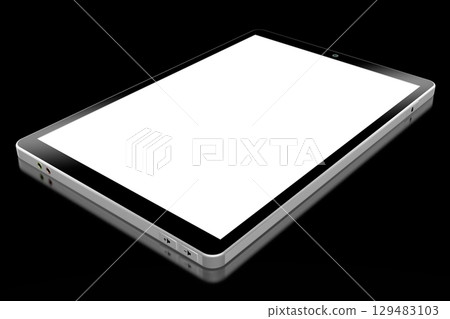 3D brandless tablet with empty screen isolated on black background 3D brandless tablet with empty screen isolated on black background 129483103