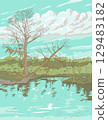 Barataria Preserve in New Orleans on the Mississippi River WPA Ukiyo-e Poster Art 129483182