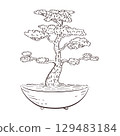 Bonsai Tree Drawing Black and White 129483184