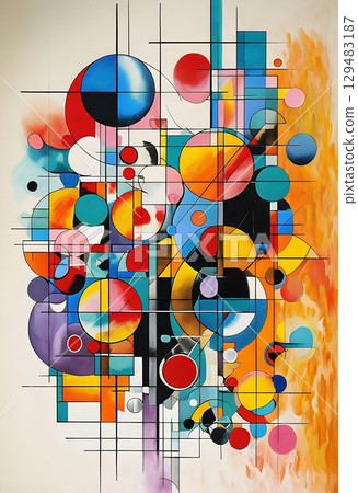 Bold Typography Shapes And Painterly Colorfields 129483187