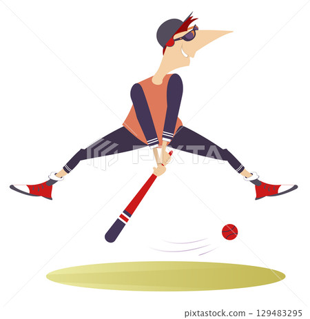 baseball, vector, man 129483295