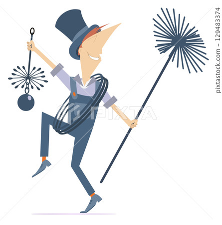 vector, man, cleaning 129483374