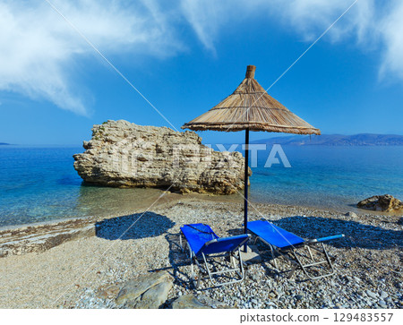 Summer morning Pulebardha beach (Albania). 129483557