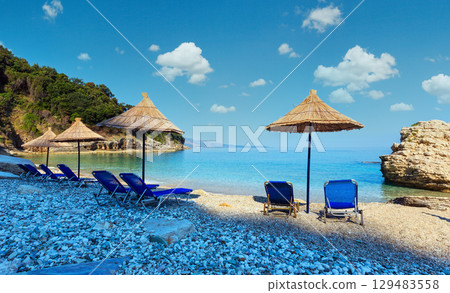 Summer morning Pulebardha beach (Albania). 129483558