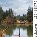 Alpine autumn lake Geroldee or Wagenbruchsee, Germany 129483579