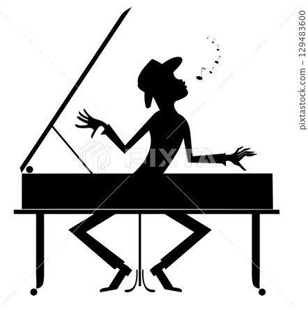 piano, vector, man 129483600