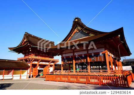 京都府,伏見稻荷大社,外殿及塔門,京都市伏見區深草藪之內町,2022年2月 京都府,伏見稻荷大社,外殿及塔門,京都市伏見區深草藪之內町,2022年2月 129483614