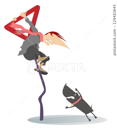 man, dog, vector 129483645