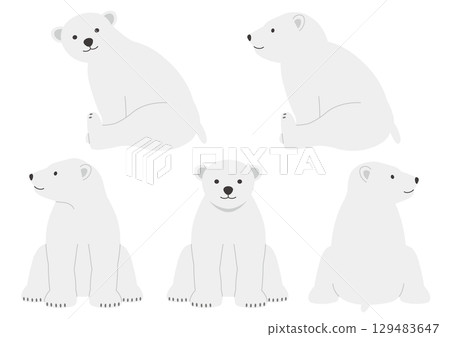 一組坐著的北極熊幼崽的插圖 129483647