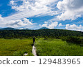 A hiking trail on Mt. Hakkoda in Aomori on a clear summer day 129483965