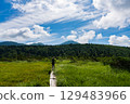 A hiking trail on Mt. Hakkoda in Aomori on a clear summer day 129483966