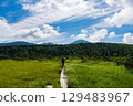 A hiking trail on Mt. Hakkoda in Aomori on a clear summer day 129483967