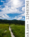 A hiking trail on Mt. Hakkoda in Aomori on a clear summer day 129483968