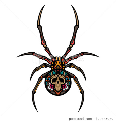 Colorful spider mandala arts isolated on white background Colorful spider mandala arts isolated on white background 129483979