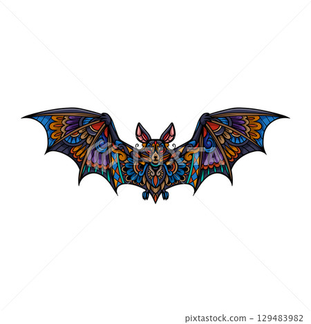 Colorful bat  mandala arts isolated on white background 129483982