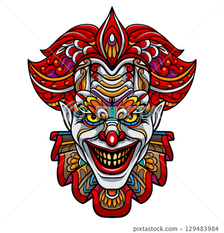 Colorful clown  mandala arts isolated on white background 129483984