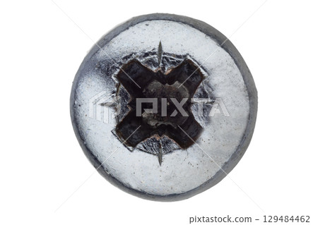 Close up of silver Phillips screw head Close up of silver Phillips screw head 129484462