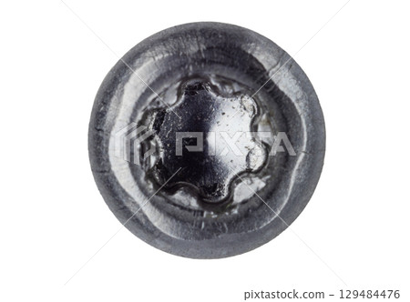 Silver Torx screw macro close up 129484476