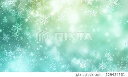 Mint green snowflake background material 129484561