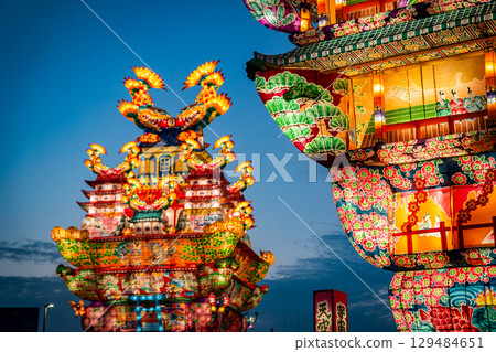 Noshiro Tenku no Fuyajo Tanabata Festival Lantern Castles in the Sky in Noshiro , Akita, Japan 129484651