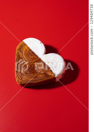 Valentine's Day Birthday holiday present gift idea Coffee cappuccino latte beverage drink Morning breakfast Holiday birthday anniversary shiny candle sparkler on cake Delightful and vibrant 129484738