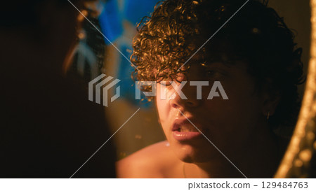 Man Trying To Wash Off His Anxiety Man Trying To Wash Off His Anxiety 129484763