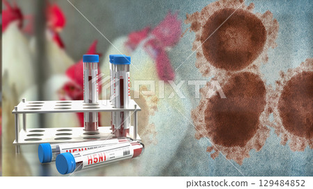 The Blood Tube for avian influenza or bird flu concept 3d Rendering. 129484852