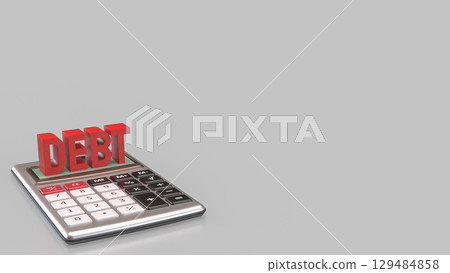 The Calculator and gold coins for DEBt or Business concept 3d Rendering. 129484858