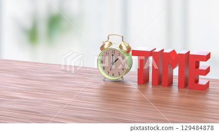 The Alarm clock and Text for Time concept 3d Rendering. The Alarm clock and Text for Time concept 3d Rendering. 129484878