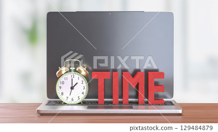 The Alarm clock and Text for Time concept 3d Rendering. 129484879