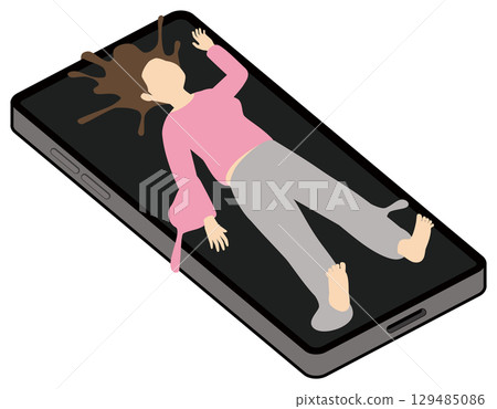 Smartphone-addicted woman Smartphone-addicted woman 129485086