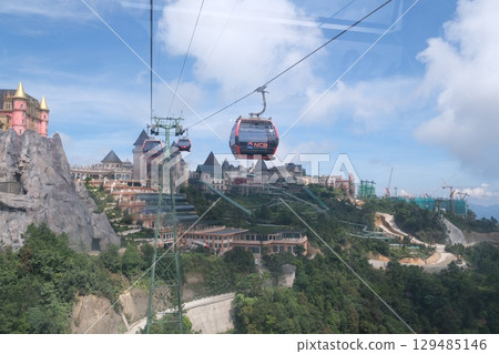 Ba Na Hills Panorama landscape with fantastic beautiful medieval castle in Ba Na Hills in Da Nang in Vietnam Ba Na Hills Panorama landscape with fantastic beautiful medieval castle in Ba Na Hills in Da Nang in Vietnam 129485146