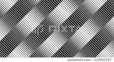 Black and white stripes pattern in diagonal arrangement. Parallel lines background. Wallpaper with halftone faded effect. Abstract geometric print with optical illusion. Vector graphic illustration Black and white stripes pattern in diagonal arrangement. Parallel lines background. Wallpaper with halftone faded effect. Abstract geometric print with optical illusion. Vector graphic illustration 129485197