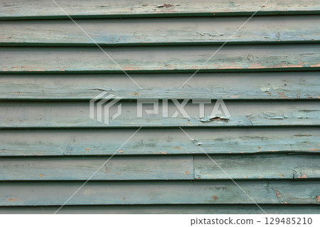 Weathered Painted Wooden Wall Peeling Paint Cracks Rustic Vintage Texture 129485210