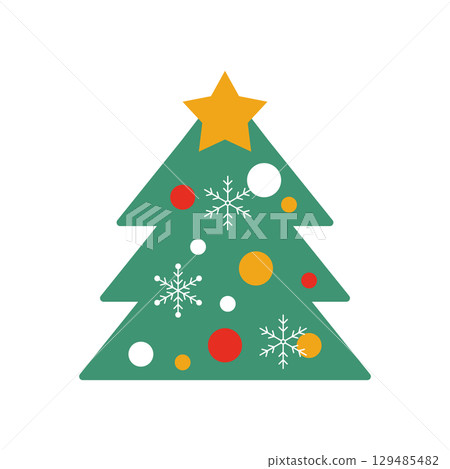簡單的聖誕樹插圖(彩色) 簡單的聖誕樹插圖(彩色) 129485482