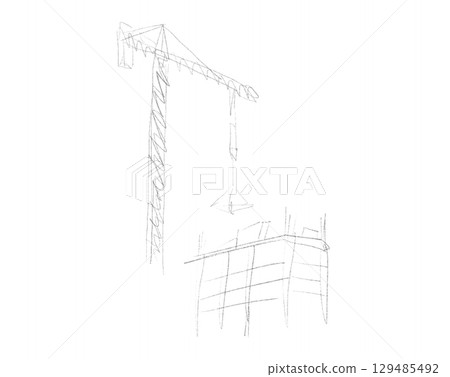 Building crane sketch 129485492