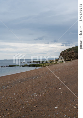 Nose's point beach and cliffs view . English Channel coast of northern England. Hartlepool, UK. Nose's point beach and cliffs view . English Channel coast of northern England. Hartlepool, UK. 129485513
