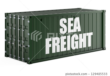 Sea Freight shipping container. 3D rendering 129485533