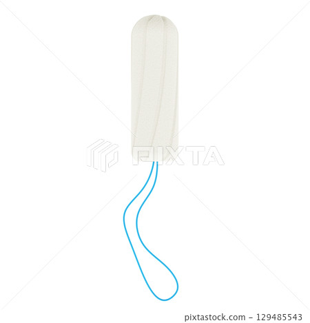 White hygiene tampon with blue string. 3D rendering 129485543