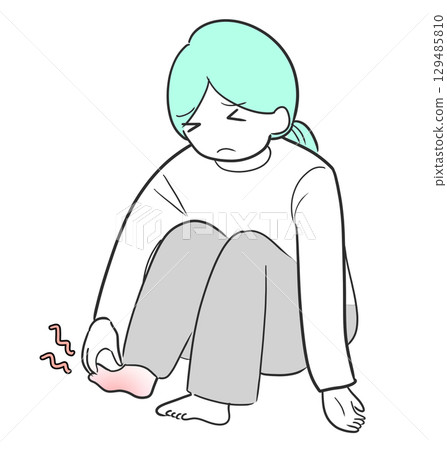 一位女士因腿抽筋而感到疼痛的插圖 | 腿抽筋,女人,疼痛,坐著 一位女士因腿抽筋而感到疼痛的插圖 | 腿抽筋,女人,疼痛,坐著 129485810