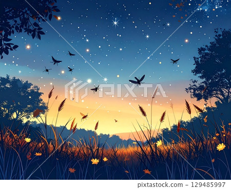 靜謐的秋夜-蟲鳴星空 靜謐的秋夜-蟲鳴星空 129485997