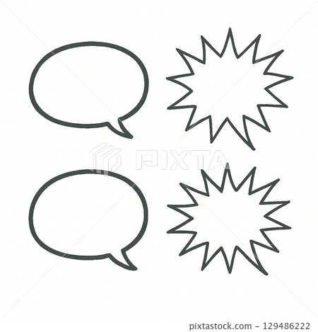 White background simple speech bubble frame set handwritten style manga message material White background simple speech bubble frame set handwritten style manga message material 129486222