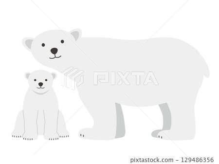 Illustration of a parent and child polar bear cuddling Illustration of a parent and child polar bear cuddling 129486356
