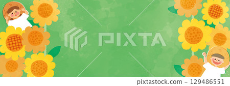 Sunflower and children's illustration background 129486551