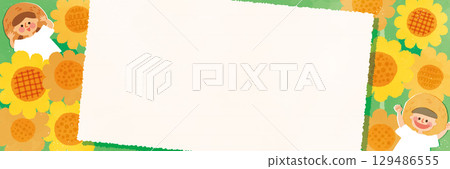 Sunflower and children's illustration background 129486555