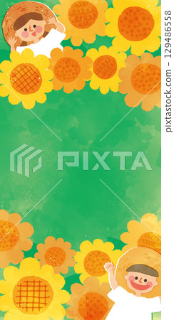 Sunflower and children's illustration background 129486558