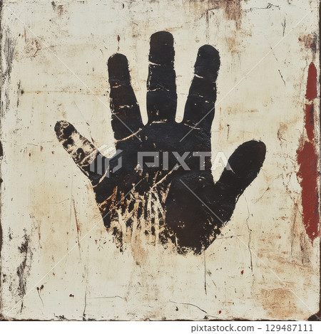 Handprint on Textured Surface Abstract Art for Creative Projects Handprint on Textured Surface Abstract Art for Creative Projects 129487111